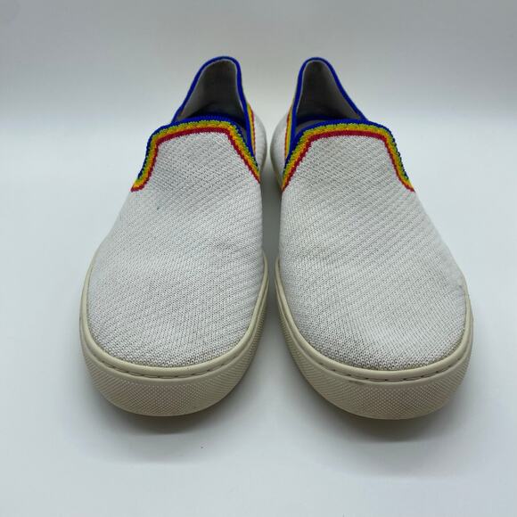 Rothy's Women's size 10 White Rainbow Slip On Shoes Colorful Preppy Casual - Picture 2 of 8